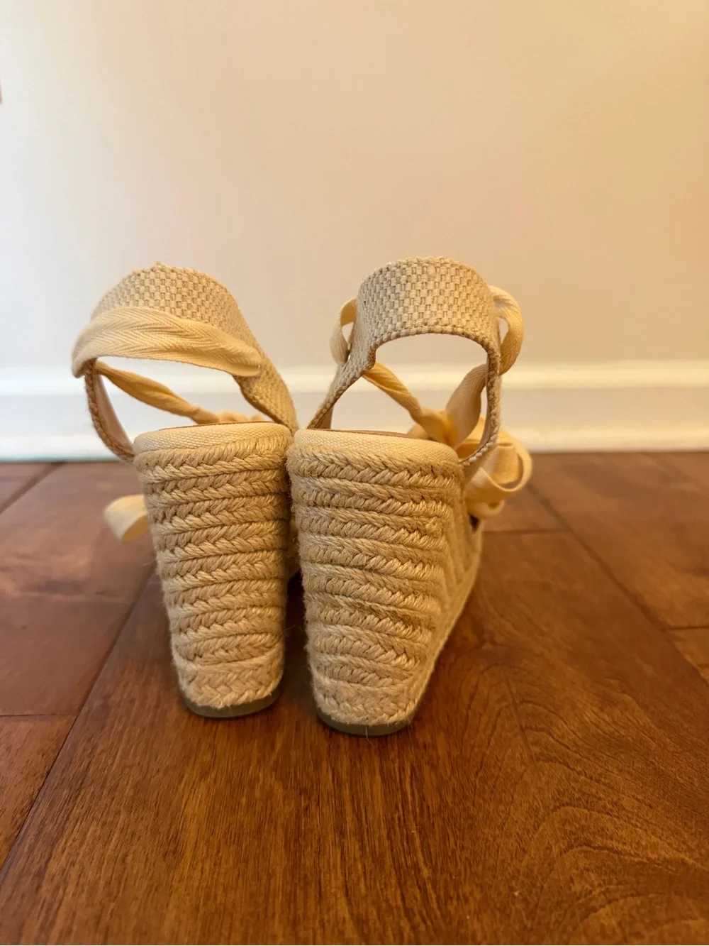 Women's Cream Espadrille Wedge Sandals